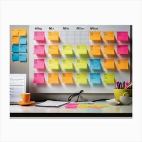 Calendar Brimming With Multicolored Post It Notes Varying Sizes Each Inscribed With Urgent Reminde (4) Canvas Print