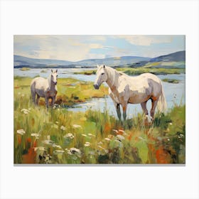 Horses Painting In County Kerry, Ireland, Landscape 2 Canvas Print