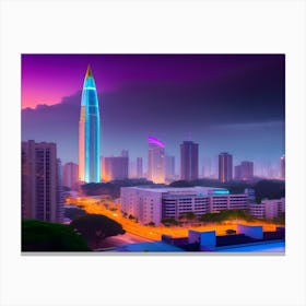 Cityscape At Dusk Canvas Print