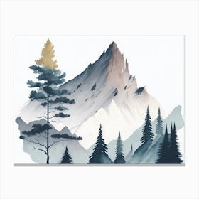 Mountain And Forest In Minimalist Watercolor Horizontal Composition 418 Canvas Print