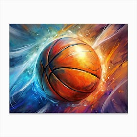 Basketball In A Colorful Abstract Explosion Canvas Print