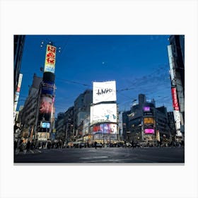 Blank Billboard Towering Above Bustling Urban Street Blank Slate Awaiting Advertisement Surrounded 2 Canvas Print