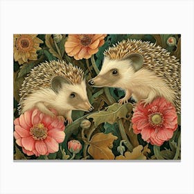 Floral Animal Illustration Hedgehog 8 Canvas Print