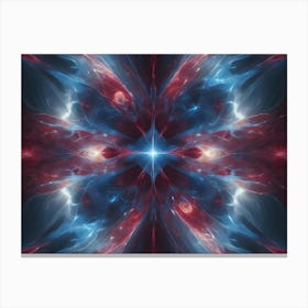 Abstract Image Of A Complex Fractal Pattern In Shades Of Red, Blue, And White, Resembling A Celestial Object Or A Cosmic Nebula Canvas Print