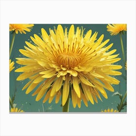 Abstract Yellow Dandelion With Seeds In The Air 1 Canvas Print