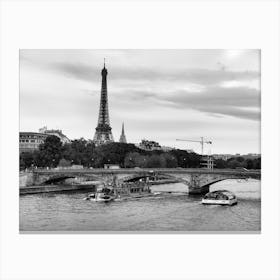 Original Paris Street Photography Of Eiffel Tower and La Seine Canvas Print