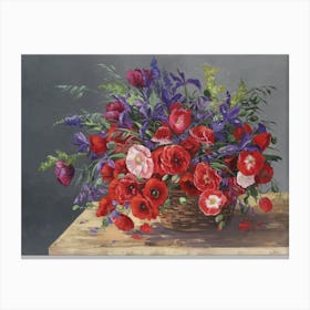 Still Life With Poppies In A Basket Canvas Print