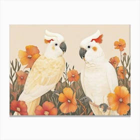 Floral Animal Illustration Cockatoo 4 Canvas Print