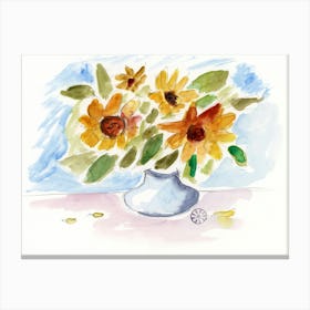 Sunflowers Watercolor Anton Maliar floral flowers yellow blue living room Canvas Print