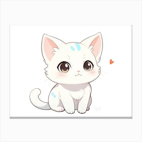 Cute White Cat Canvas Print