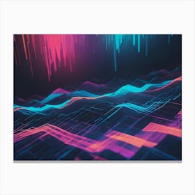 Abstract Image Of A Series Of Colorful Lines Forming A Wave Like Pattern On A Dark Background Canvas Print