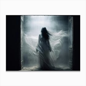 Ephemeral Entity Vocalizing Painful Sounds Through The Ethereal Partition Ghostly Silhouette Caught (5) Canvas Print