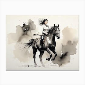 Woman Riding A Horse 1 Canvas Print