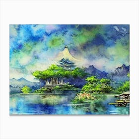 Twilight Pagoda Reflections Canvas Print