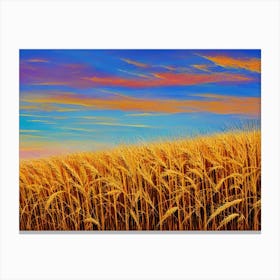 Sunset Over A Wheat Field 9 Canvas Print