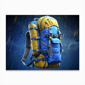 Blue And Yellow Hiking Backpack 1 Canvas Print