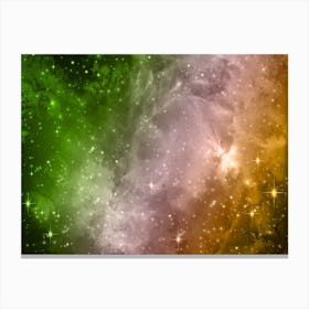 Green, Orange Galaxy Space Background Canvas Print