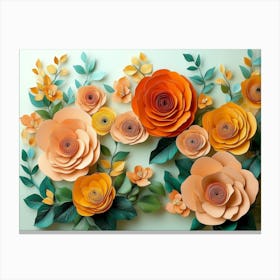 3D Paper Roses Canvas Print