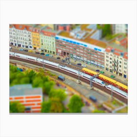 Aerial View Of Berlin Skyline With S Bahn Tracks Rapid Train And Colorful Buildings Canvas Print
