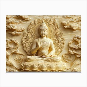 3d Hindu Ancient Religious Golden Buddha Canvas Print