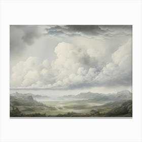 Mountain Valley Scenery Antique Canvas Print