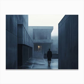 Man Walking Through A Building Canvas Print