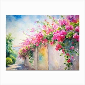 Watercolor Of Bougainvillea 1 Canvas Print