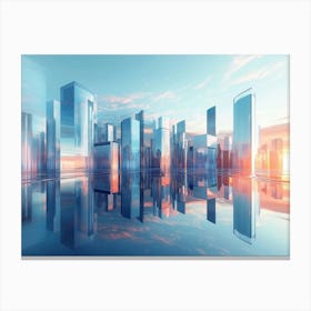 3d Abstract Cityscape with Futuristic Buildings 2 Canvas Print