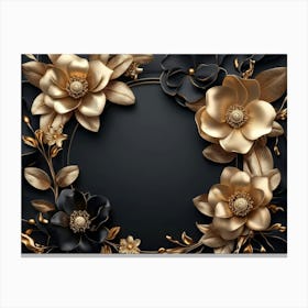 Gold Floral Frame 6 Canvas Print