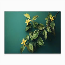 Yellow Flowers On A Green Background Canvas Print