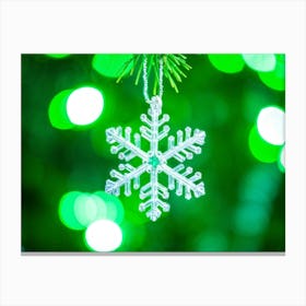 Decorative Spot Green Illumination Holiday Bright Snowflake Highlight Festive High Coloured (30) Canvas Print