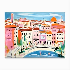 Florence Italy Cute Watercolour Illustration 3 Canvas Print
