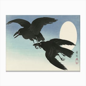 Crows At Full Moon (1925 1936), Ohara Koson Canvas Print