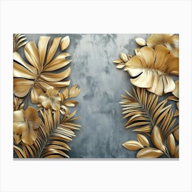 Leaves And Illustration 1 Canvas Print