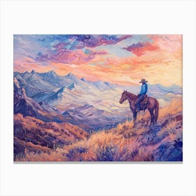 Cowboy Painting Rocky Mountains 7 Canvas Print