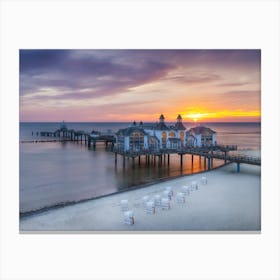 Baltic Sea Sellin Pier During Sunrise Canvas Print