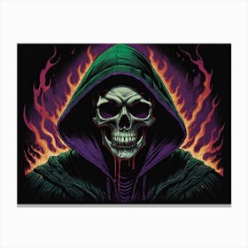 Skeleton In Flames 9 Canvas Print