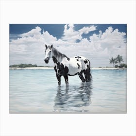 A Horse Oil Painting In Maldives Beaches, Maldives, Landscape 1 Canvas Print