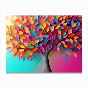 Elegant Colorful Tree With Vibrant Leaves Canvas Print