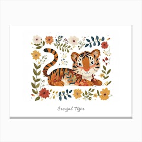 Little Floral Bengal Tiger 1 Poster Canvas Print
