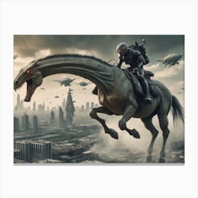 Dystopian Lizard Horse With Cyclops Rider Canvas Print