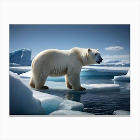 Polar Bear On Ice Floes Canvas Print