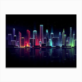 Neon City Skyline Canvas Print