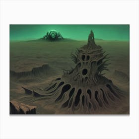 Ancient Alien Tample Green Atmosphere Canvas Print
