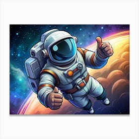 Astronaut Giving Thumbs Up In Space 1 Canvas Print