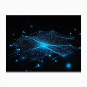 Abstract Digital Painting Featuring A Glowing Geometric Pattern Composed Of Dots And Lines On A Dark (1) 2 Canvas Print