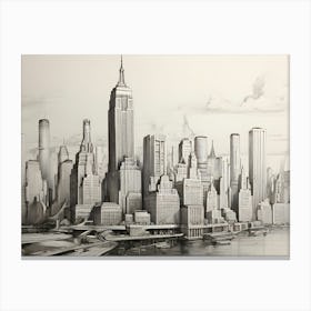 New York Drawing Watercolor 7 Canvas Print