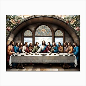 Jesus at the Last Supper Stained Glass #1 Canvas Print