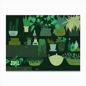 Green Living Room illustration Canvas Print