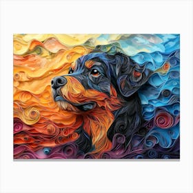 Rottweiler Paper Quilling Dog Portrait II Canvas Print